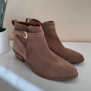 H&M Taupe Suede Stretch Ankle Gold Strap Ankle Booties Women’s EU41 US9.5 India